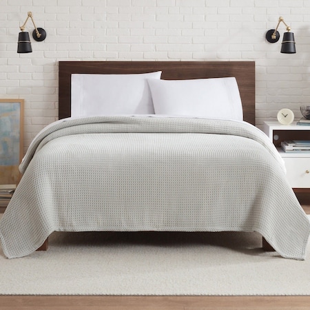 Monarch Brands Aston & Arden Waffle Blanket - Queen, Light Grey P-BLT-WFL-QN-LG